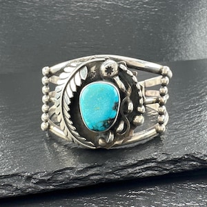 Navajo Turquoise Cuff Bracelet Sterling Silver