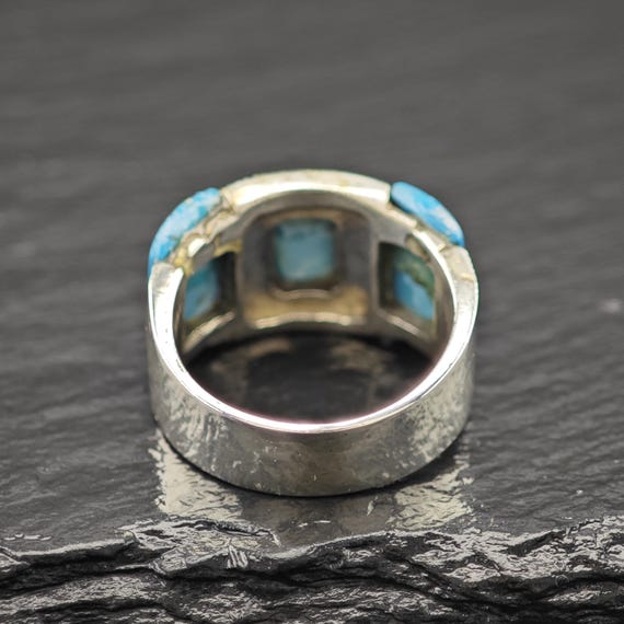 Silver Statement Ring: Blue Stone, Decorative Det… - image 9