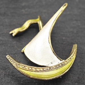 Norwegian Enamel Sailboat Sterling Silver Brooch