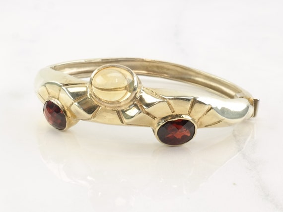 Vintage By Sevan Garnet and Citrine Serpentine St… - image 1