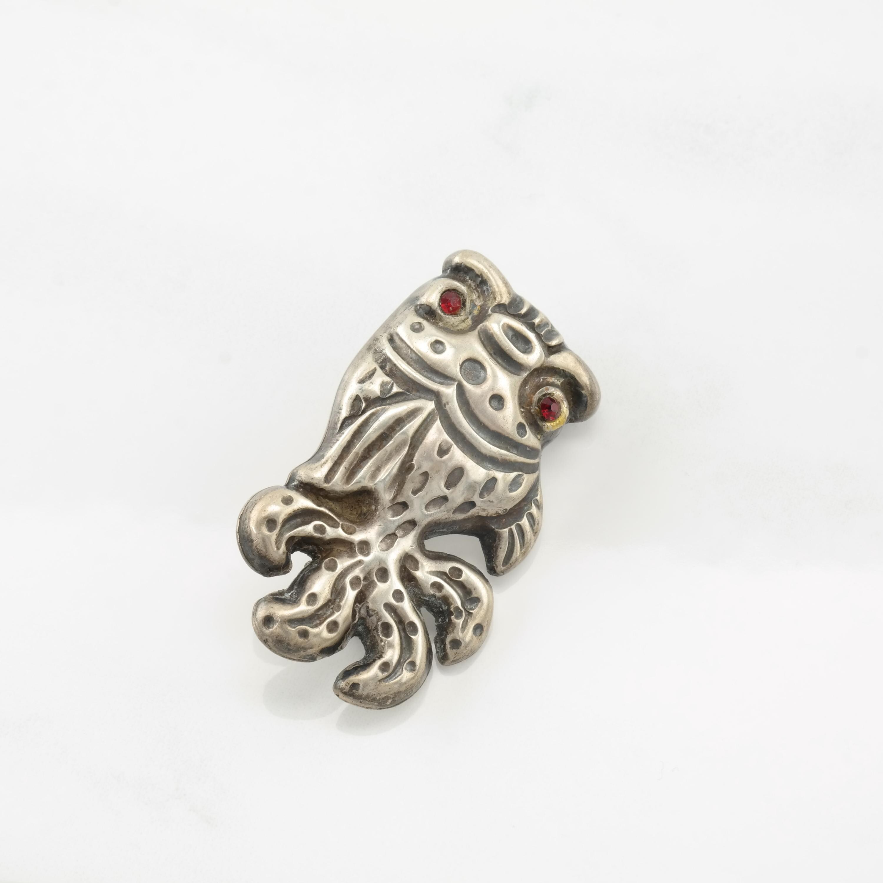 Choice Taxco Pre Eagle Sterling Silver Brooch Fish Flower Amethyst