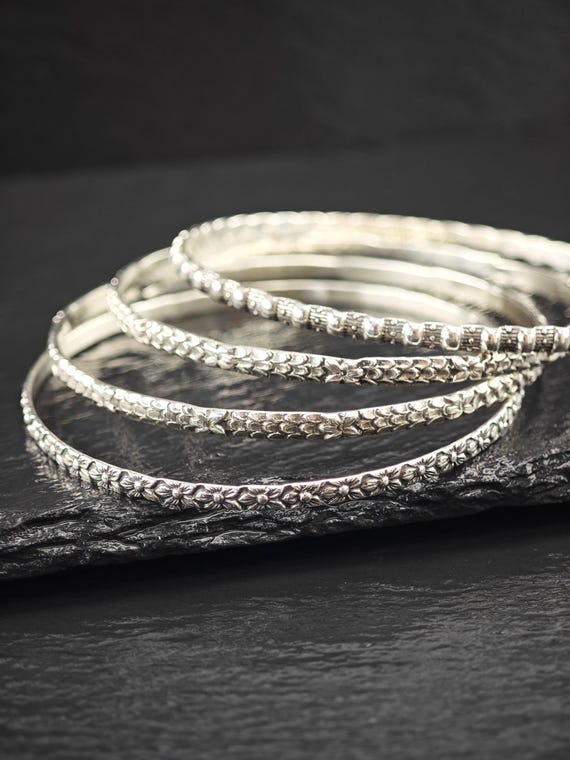 Choice of Stackable Repousse, Bangle Bracelet Ste… - image 4