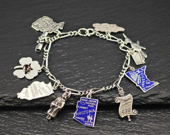 Emalj State Charm Armband Sterlingsilver 15 cm