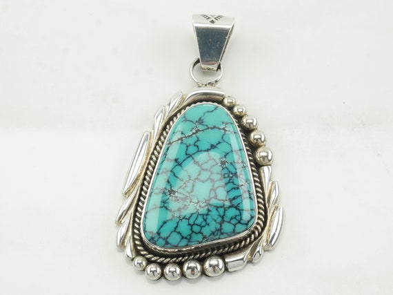 Vintage Aaron Toadlena Spiderweb Turquoise Sterli… - image 2