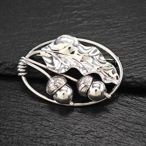 Vintage Georg Jensen, Acorn Brooch 105 Sterling Silver