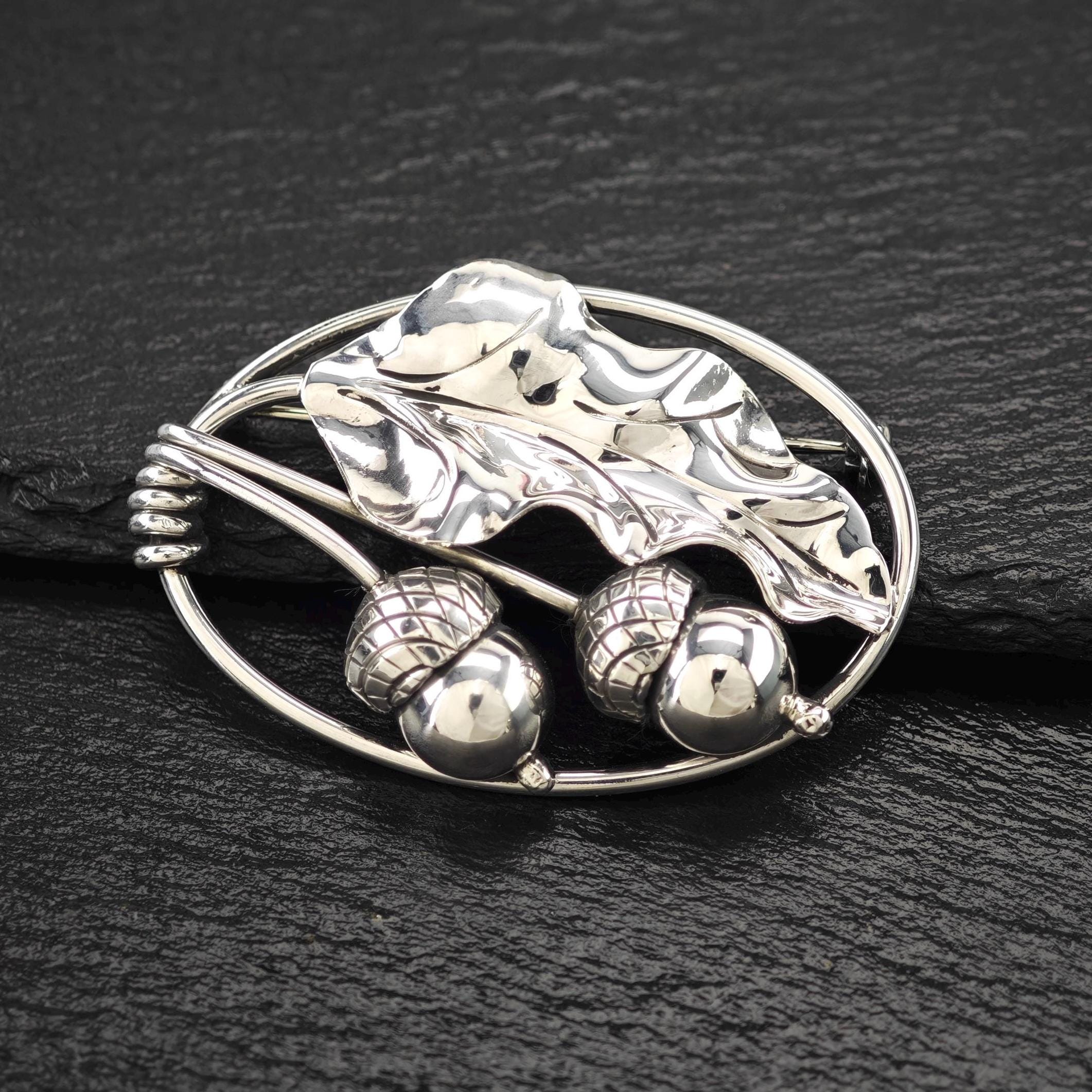 Vintage Georg Jensen, Acorn Brooch 105 Sterling Silver - Etsy