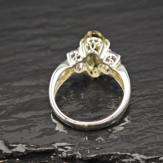 Sterling Silver Statement Ring: Amethyst & Citrin… - image 6