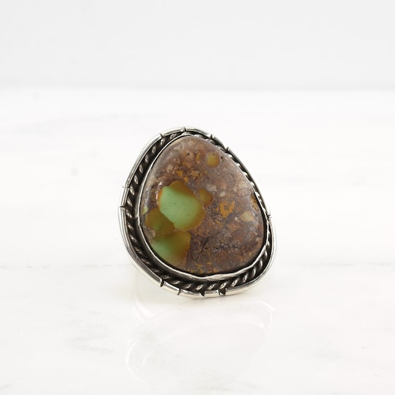 Vintage 1970 Silver Ring Turquoise Sterling Size … - image 1