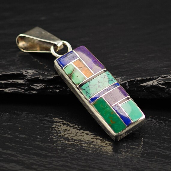 Navajo, Multi-stone Inlay Pendant Sterling Silver