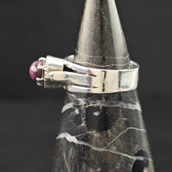 Handmade Cabochon Star Ruby Ring Sterling Silver … - image 9