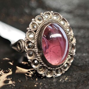 Vintage Art Deco Silver Ring Purple Stone Ornate Sterling Size 6