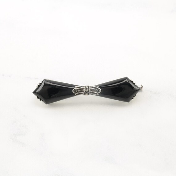 Art Deco Bow Sterling Silver Brooch - image 3