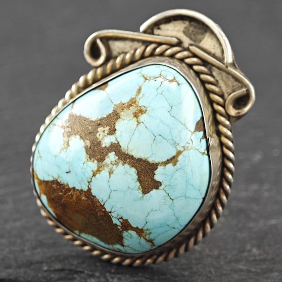Large Number Eight Turquoise Ring - Native Americ… - image 1
