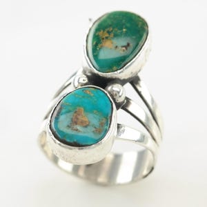 Southwest Silver Ring Turquoise Pilot Mountain Sterling Green Size 6 1/4