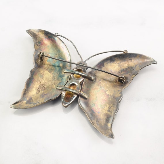 Vintage Silver Brooch Butterfly  Enamel Turquoise… - image 4