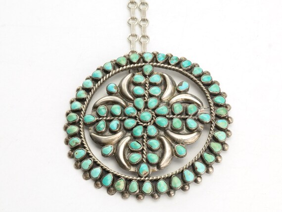 Cute Vintage Native American Zuni Needle Turquoise Sterling Silver Necklace Old Cute Vintage Native American Zuni Needle Turquoise Sterling Silver Necklace Old