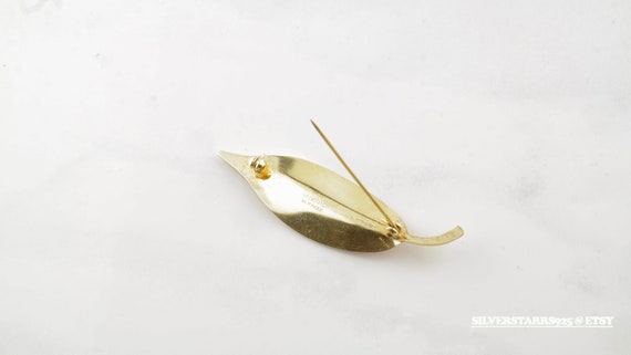 European Sterling Silver Gold Pink Enamel Leaf Br… - image 4