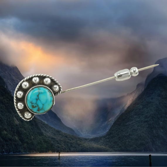 Sterling Silver Brooch: Native American Turquoise - Handmade Southwest