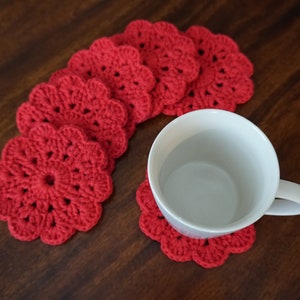 Red flor crochet posavasos I decoración de mesa I Tea Party I Set de 6