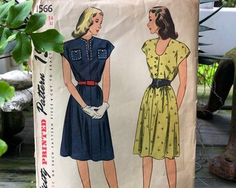 Simplicity 1566 Vintage Sewing Pattern Misses/' Dress 3 Versions 1956 UNCUT