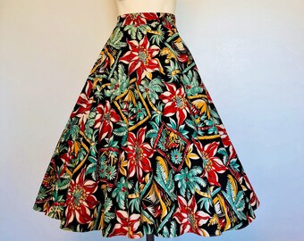 1950s Tiki Semi Circle Skirt /Tropical/Hawaiian
