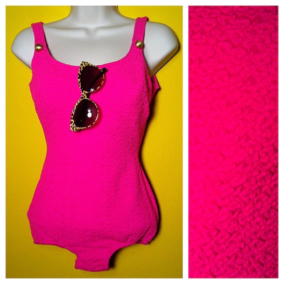 Vintage '60s hot pink Bathing Suit, Size Small
