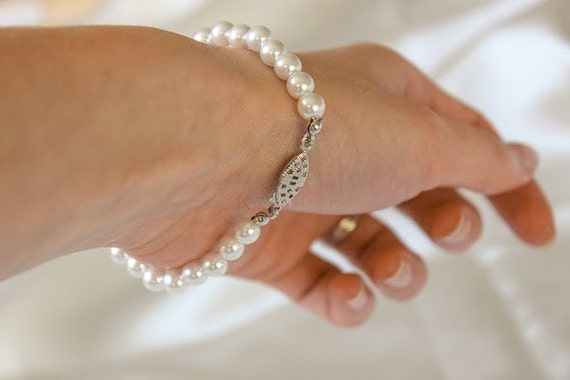 Beautiful imitation Pearl Wedding Bracelet | Etsy