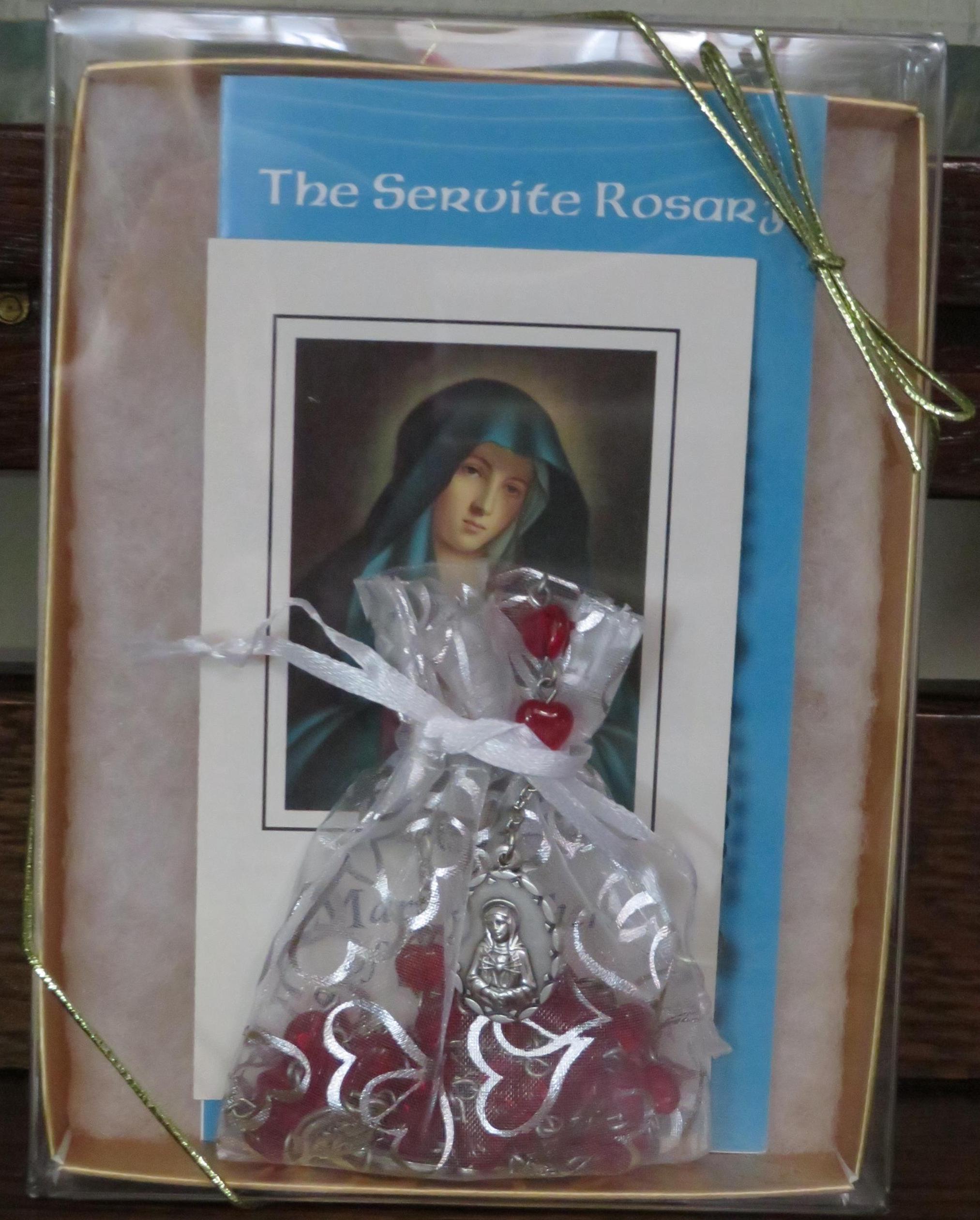 Sorrowful Mother's Seven Sorrows Rosary  (Mater Dolorosa) (Servite Rosary) Ruby Red Czech Glass Hearts