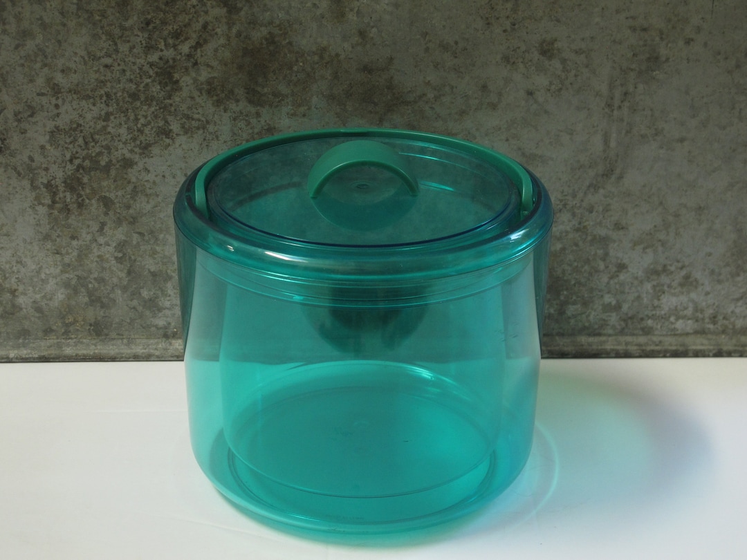Vintage Lucite Ice Bucket Mid Century Modern Ice Bucket Turquoise Compost Bin Retro Barware Mod