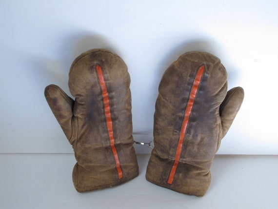 Vintage Leather Mittens Womens Leather Mittens Or… - image 5