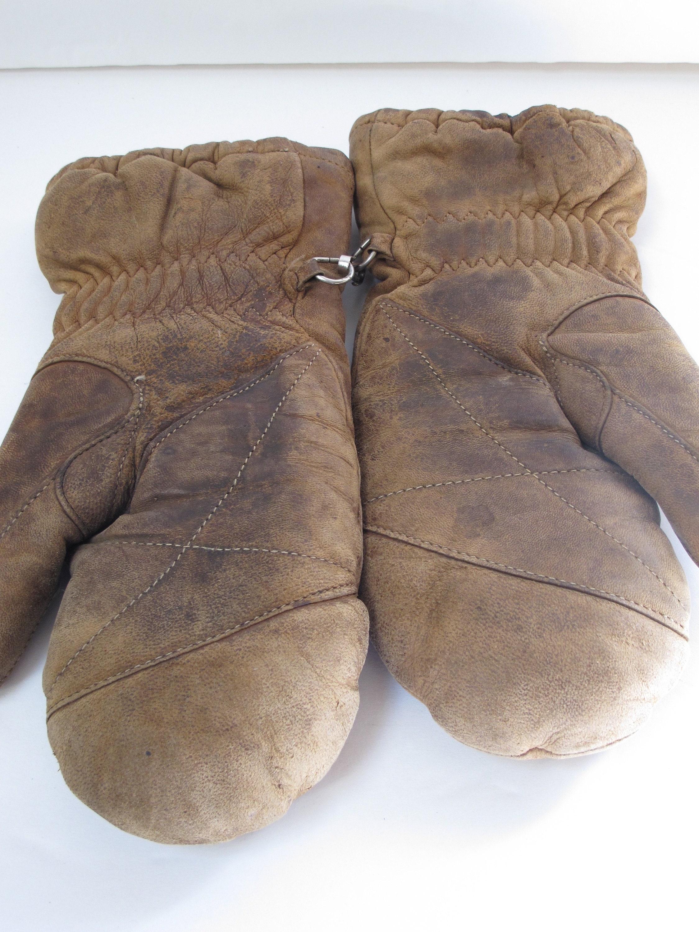 Vintage Leather Mittens Womens Leather Mittens Orange Winter Etsy