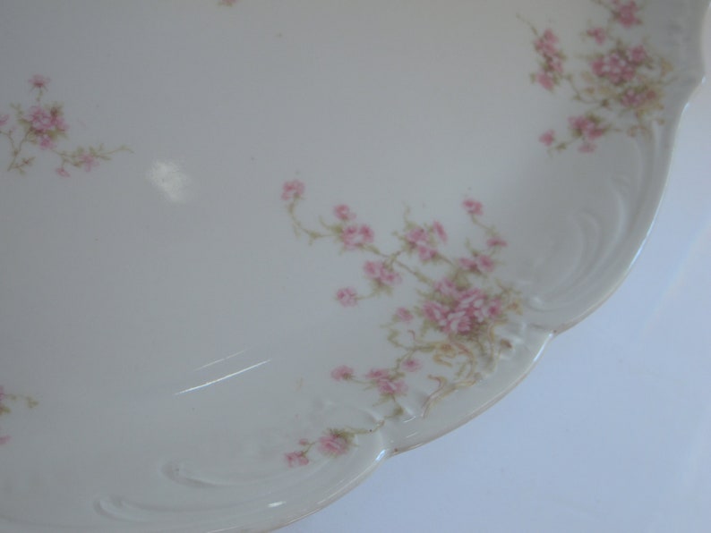 21 Antique French Limoges Platter Large Shabby Chic Platter Pink Floral Christmas Ironstone Platter Limoges France French Country Platter image 10