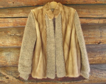 Vintage Fur Jacket Stylish 1970s fur coat by Nicolas Ungar Mohair and Genuine Fur Short casual designer Jacket Womens fur coat SZ M-L