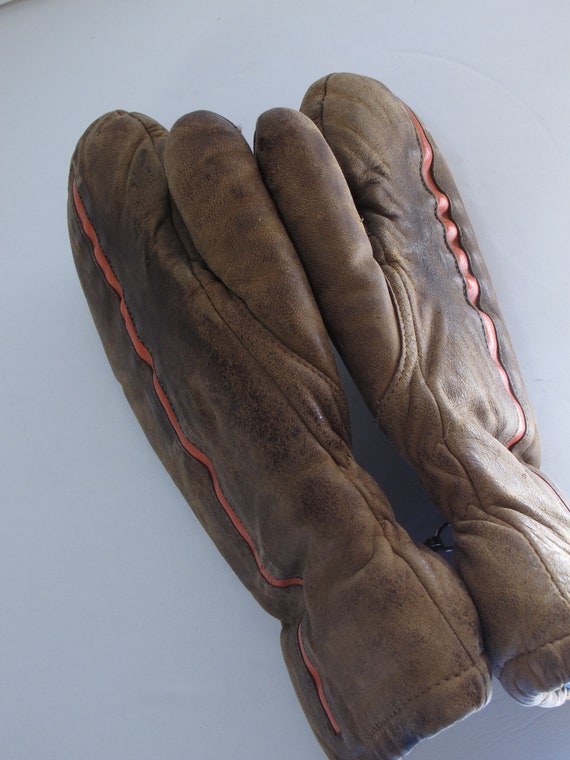 Vintage Leather Mittens Womens Leather Mittens Or… - image 7