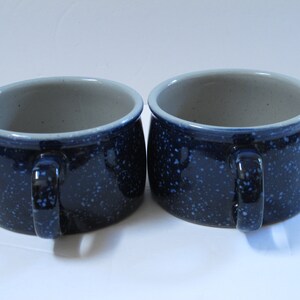 Deep Blue Speckled Pottery Mugs Large Ceramic Cups Extra Large set Mug French Onion Soup Bowl Noodle Broth Bowl Dark Indigo Blue Cobalt Blue image 4
