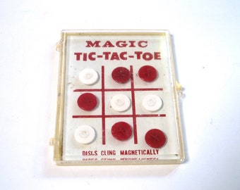 Vintage Tic Tac Toe Game Christmas Stocking Stuffer Portable Mini Magnetic Board Game Camping Road trip Game Family game classic board game