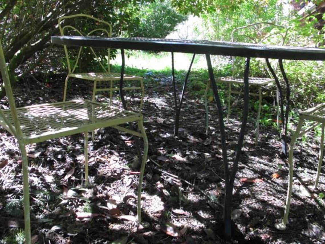 Vintage Patio Set Wire Mesh Outdoor Dining Table and Chairs Etsy