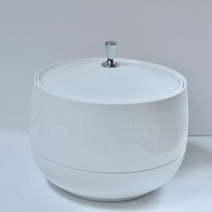 Vintage Ice Bucket Modern White Ice Chest Mid Century Compost Bin Retro Barware Mod Ice Bucket Double Wall image 1