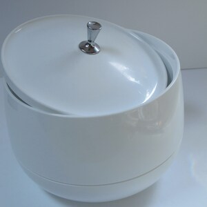 Vintage Ice Bucket Modern White Ice Chest Mid Century Compost Bin Retro Barware Mod Ice Bucket Double Wall image 3