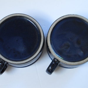 Deep Blue Speckled Pottery Mugs Large Ceramic Cups Extra Large set Mug French Onion Soup Bowl Noodle Broth Bowl Dark Indigo Blue Cobalt Blue image 6