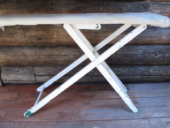 Antique Wooden Ironing Board White Painted Turquoise Chippy Etsy image 0 - Antique Wooden Ironing Board White Painted Turquoise Chippy Etsy