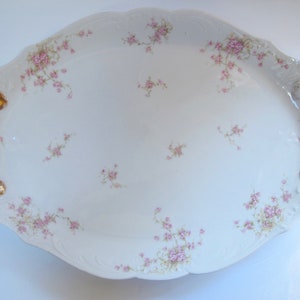 21 Antique French Limoges Platter Large Shabby Chic Platter Pink Floral Christmas Ironstone Platter Limoges France French Country Platter image 1