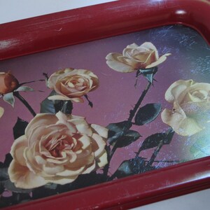 Set/2 Shabby Chic Metal Trays with Roses Country Cottage Decor Tin Metal Tray Roses Motif Wall Decor 1940s Serving Tray Display Tray image 10