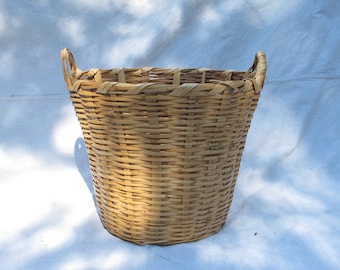 Large Wicker Basket with Handles Woven Basket Large Storage Basket Rattan Basket Laundry Basket Primitive Basket  Round Taper Basket