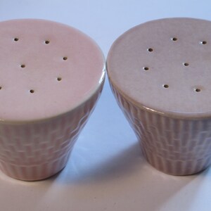 Pink Mauve Ceramic Salt and Pepper shakers California pottery salt and pepper Mid Century Purple Pastel Russell Poole Russell Wright image 1