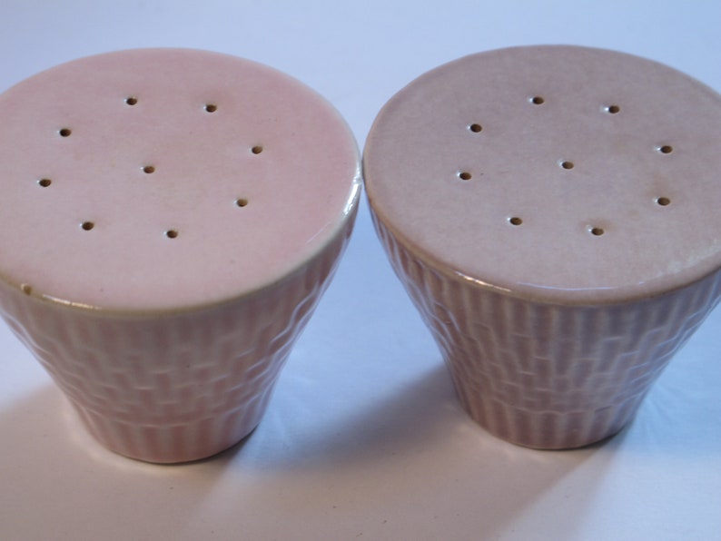 Pink Mauve Ceramic Salt and Pepper shakers California pottery salt and pepper Mid Century Purple Pastel Russell Poole Russell Wright image 1