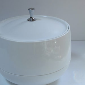Vintage Ice Bucket Modern White Ice Chest Mid Century Compost Bin Retro Barware Mod Ice Bucket Double Wall image 6