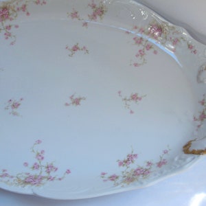 21 Antique French Limoges Platter Large Shabby Chic Platter Pink Floral Christmas Ironstone Platter Limoges France French Country Platter image 6