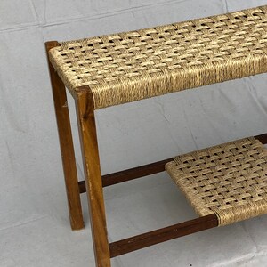 Rattan sofa back table woven narrow table Rattan Plant Stand Bamboo entryway console table boho rattan long rectangular table shelf shelving image 2