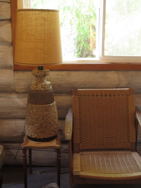 Mid Century Cork Lamp Large Retro Table Tall Image 0